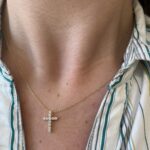 Yellow Gold Diamond Cross Necklace