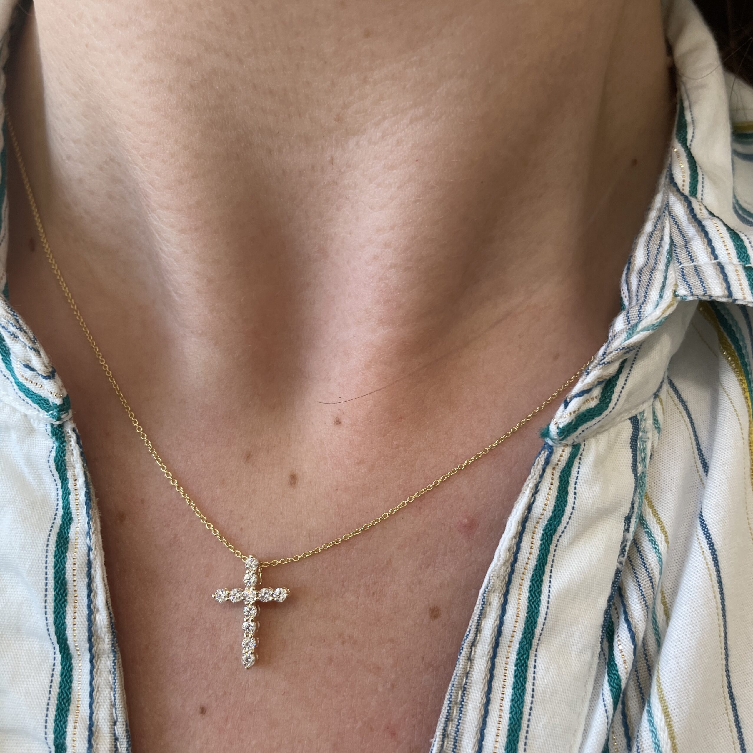 Yellow Gold Diamond Cross Necklace
