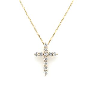 Yellow Gold Diamond Cross Necklace