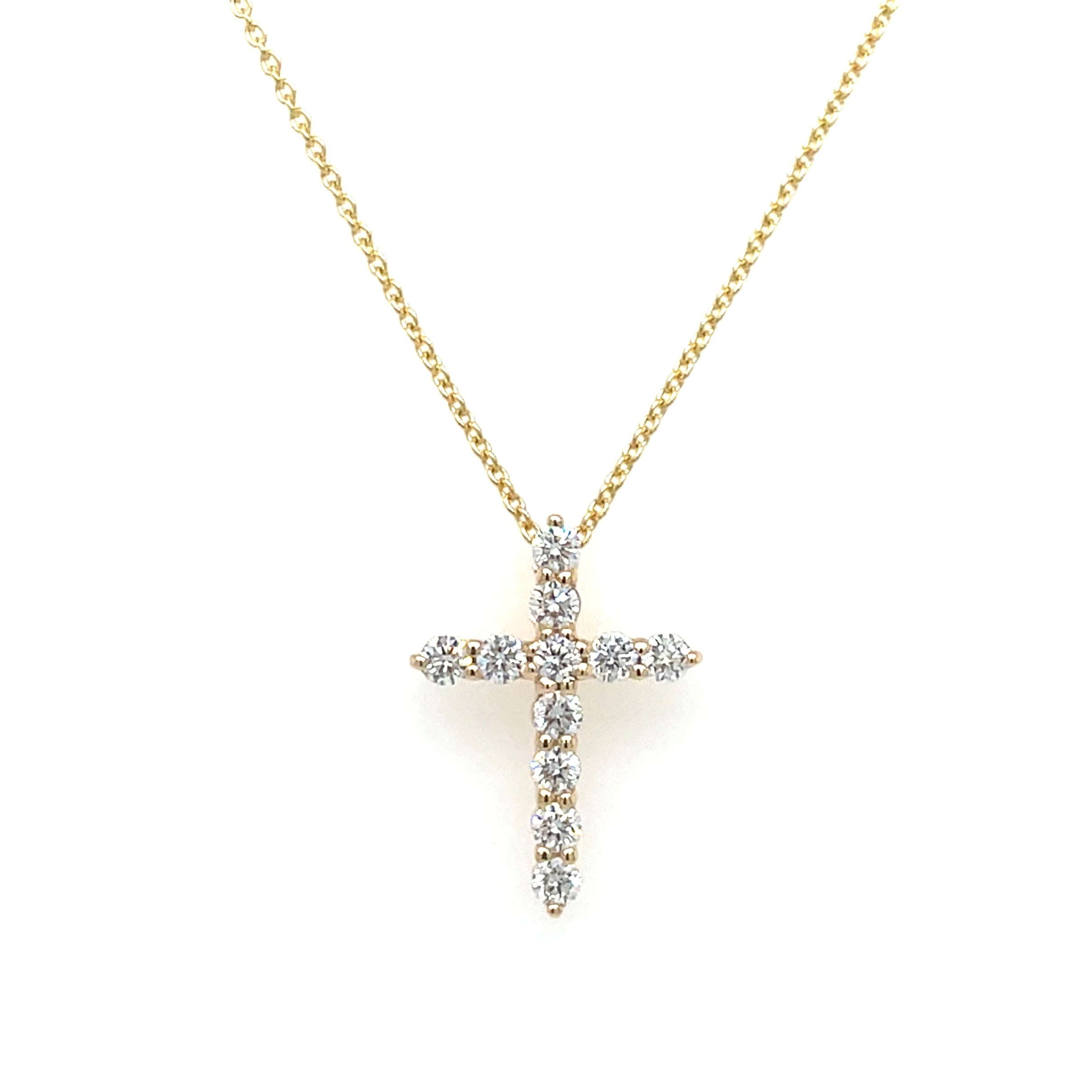 Yellow Gold Diamond Cross Necklace
