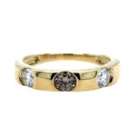 Yellow Gold White & Brown Diamond Fashion Band