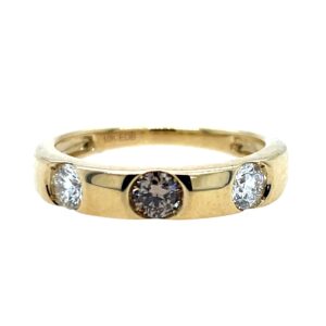Yellow Gold White & Brown Diamond Fashion Band