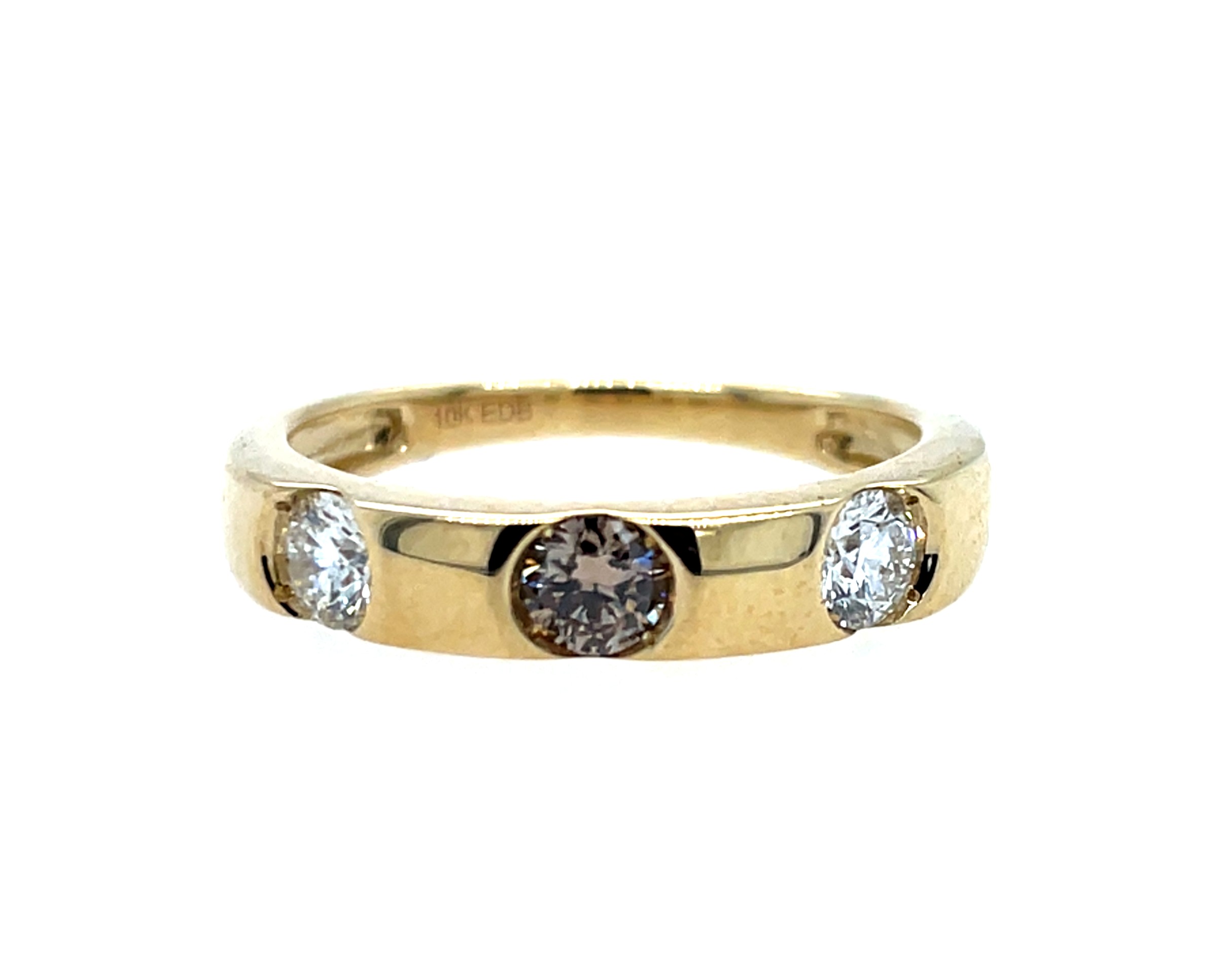 Yellow Gold White & Brown Diamond Fashion Band
