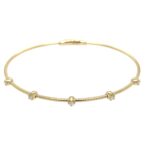 Yellow Gold Flexible Bangle Bracelet with Diamonds