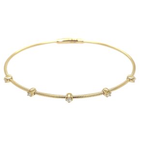 Yellow Gold Flexible Bangle Bracelet with Diamonds