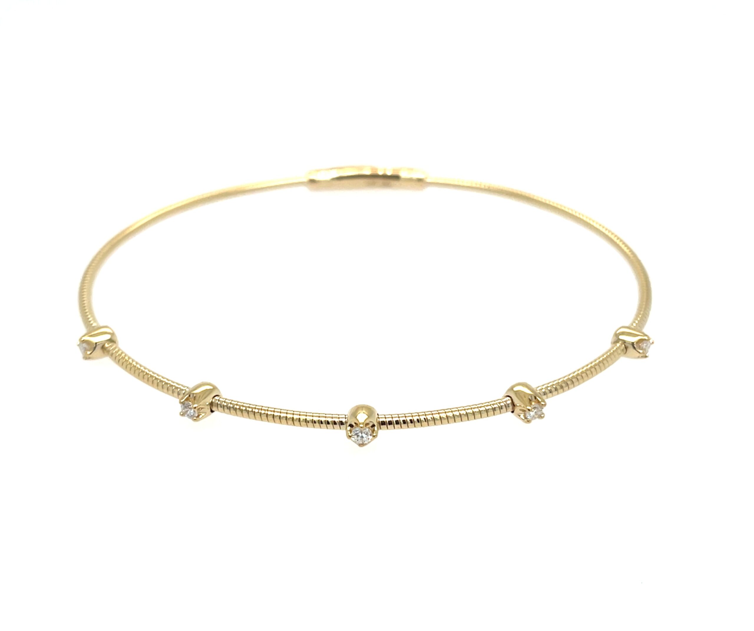 Yellow Gold Flexible Bangle Bracelet with Diamonds