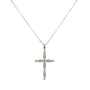 White Gold Diamond Cross Necklace