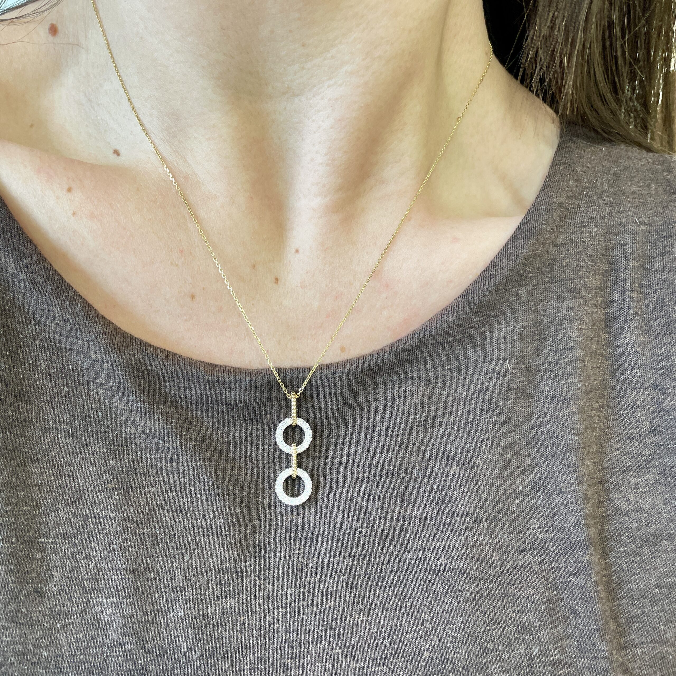 Two-Tone Gold Diamond Pendant Necklace