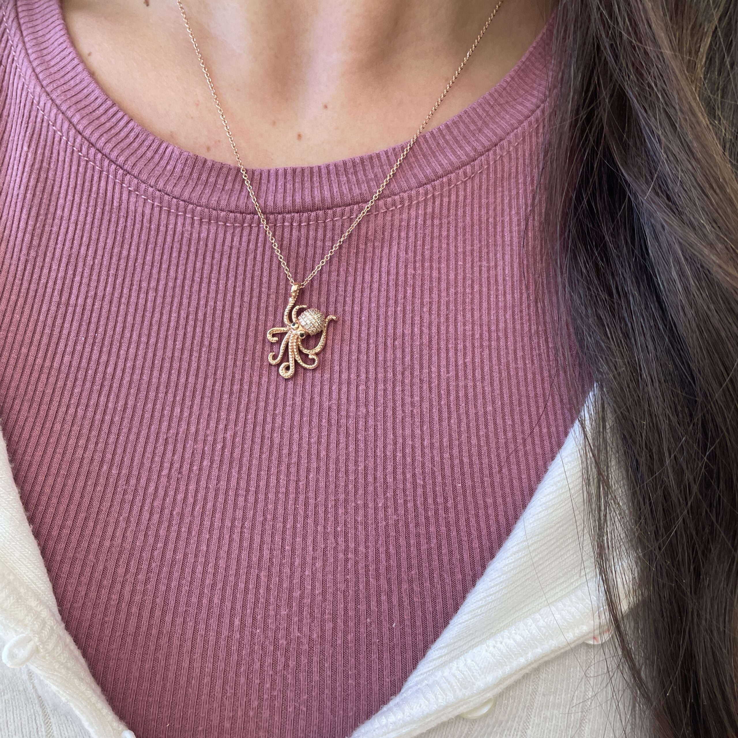 Estate: Rose Gold Diamond Octopus Necklace