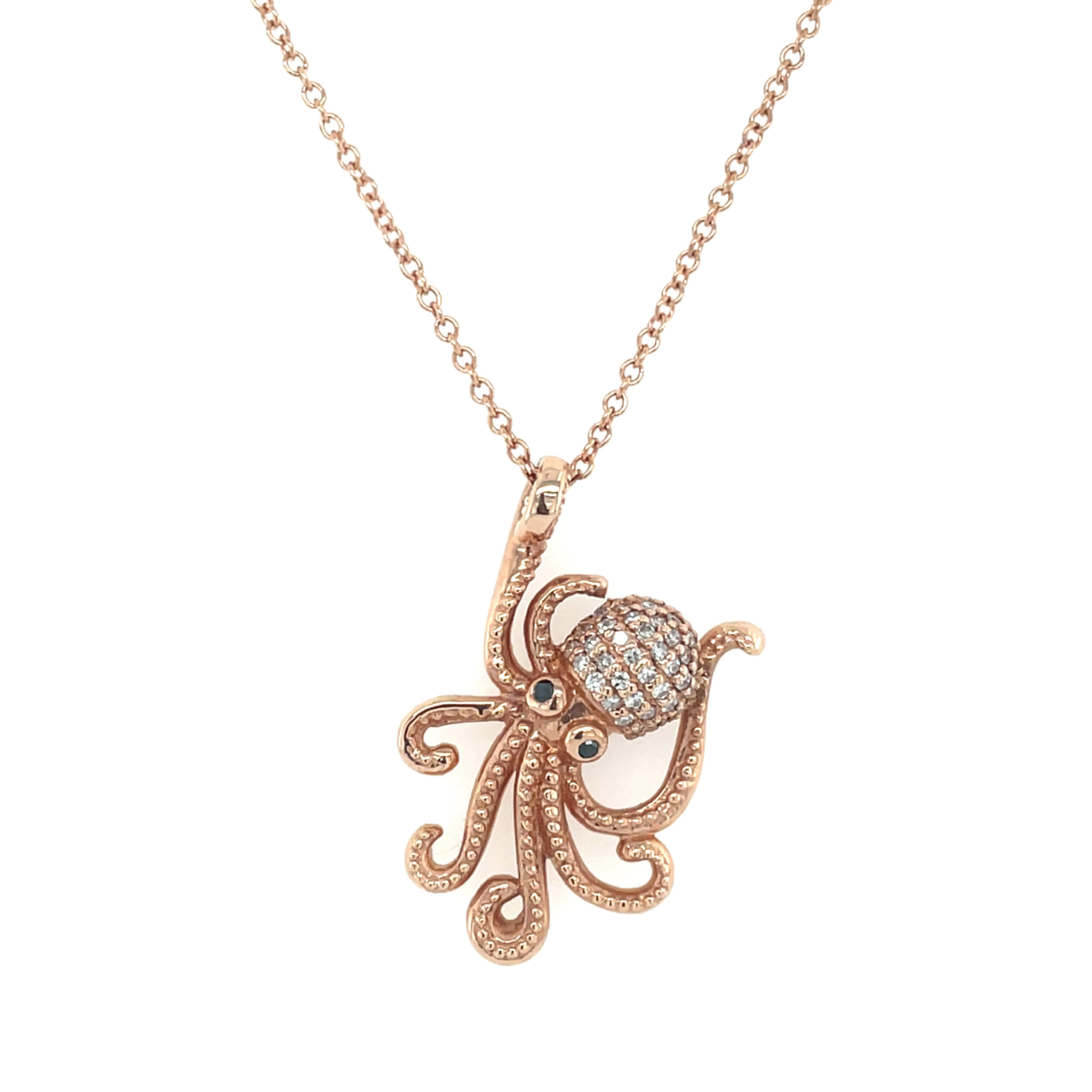 Estate: Rose Gold Diamond Octopus Necklace