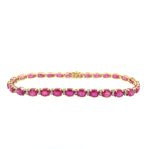 Estate: Yellow Gold Ruby and Diamond Tennis Bracelet