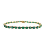 Estate: Yellow Gold Emerald and Diamond Tennis Bracelet