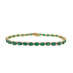 Estate: Yellow Gold Emerald and Diamond Tennis Bracelet