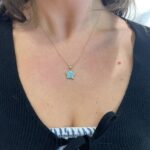 Estate: Yellow Gold Turquoise Flower Necklace