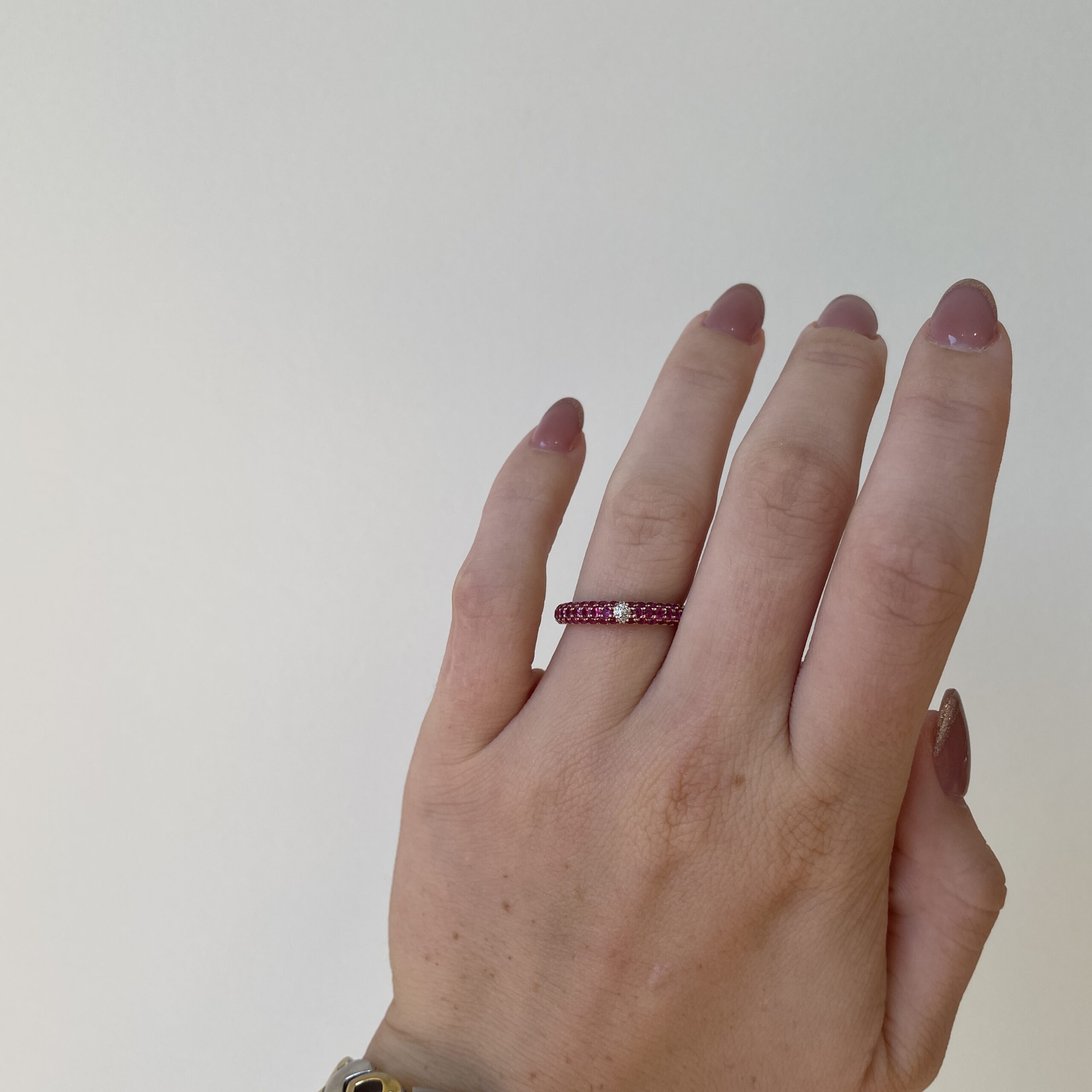 Estate: Crown of Light Rose Gold Ruby & Diamond Band