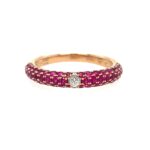 Estate: Crown of Light Rose Gold Ruby & Diamond Band