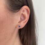 Estate: Yellow Gold Amethyst and Diamond Earrings